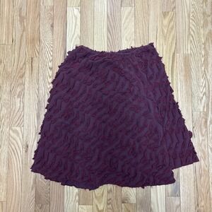 Ona Burgundy Boho Assymmtric Textured Maxi Skirt - Size Medium